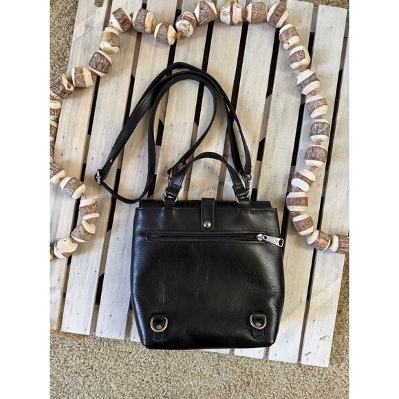 Patricia Nash Vatoni Black Leather Tooled Convertible Crossbody Purse Backpack main image 3